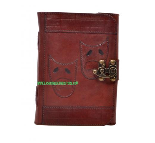 Handmade Antique Leather Journal Vector Theatrical Masks Journal Antique Diary & Notebook